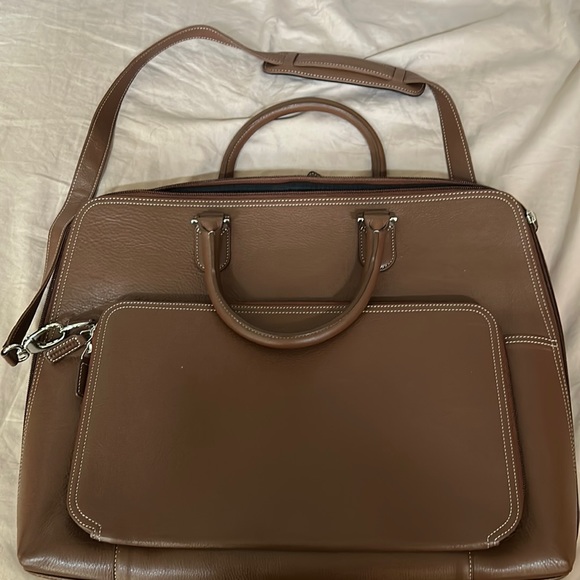 Levenger expandable walnut leather briefcase - Picture 2 of 7